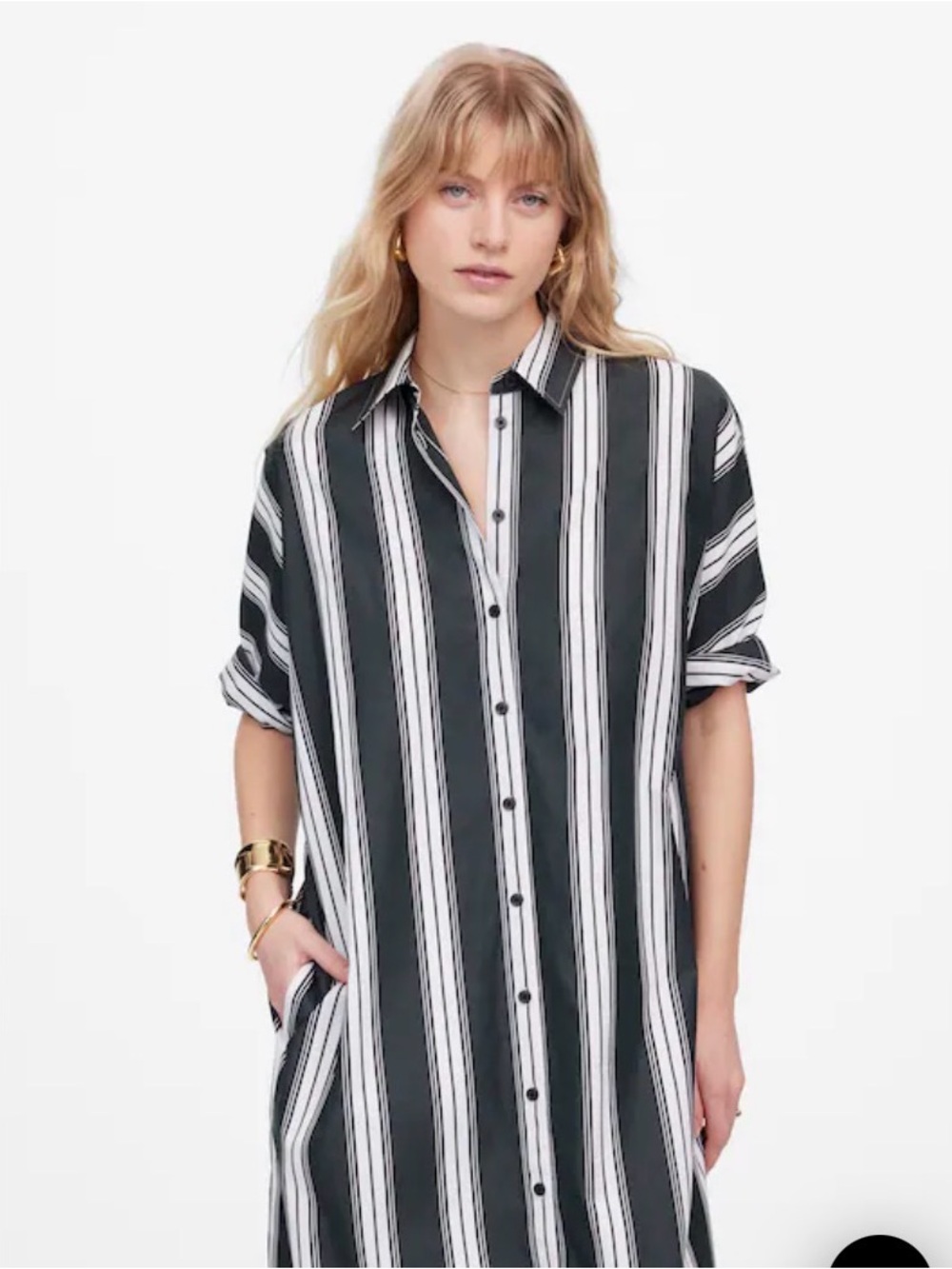 Madewell Summit Green Striped Dolman Midi Shirtdress – XS
